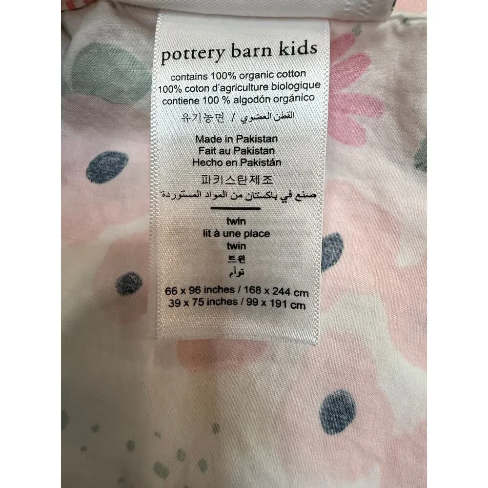 Pottery Barn Kids Sasha's Garden Twin Flat Sheet Organic Cotton Botanical Animal